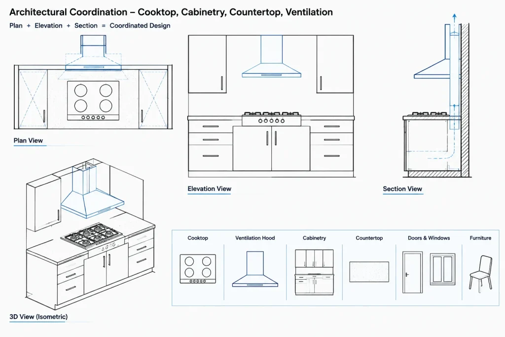 Cooktop CAD Block Download – AutoCAD DWG File for Kitchen Design architectural CAD illustration