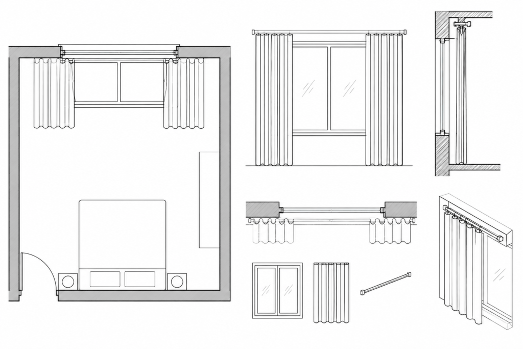 Curtains CAD Block DWG File for AutoCAD Drawing Download architectural CAD illustration