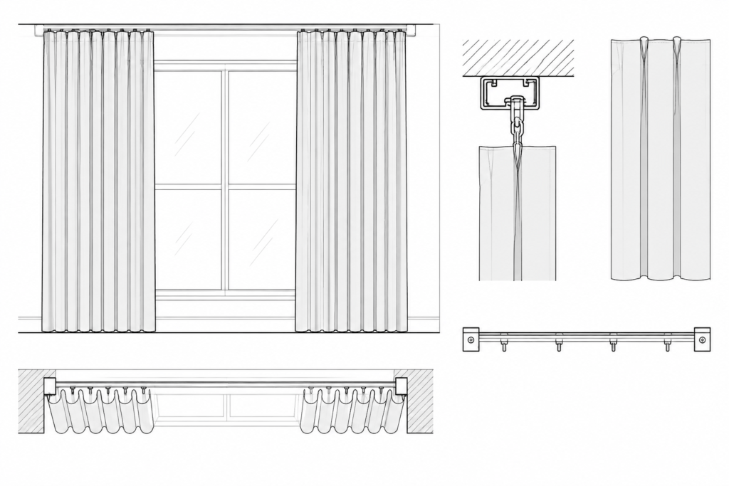 Curtains CAD Block DWG File for AutoCAD Drawing Download architectural CAD illustration