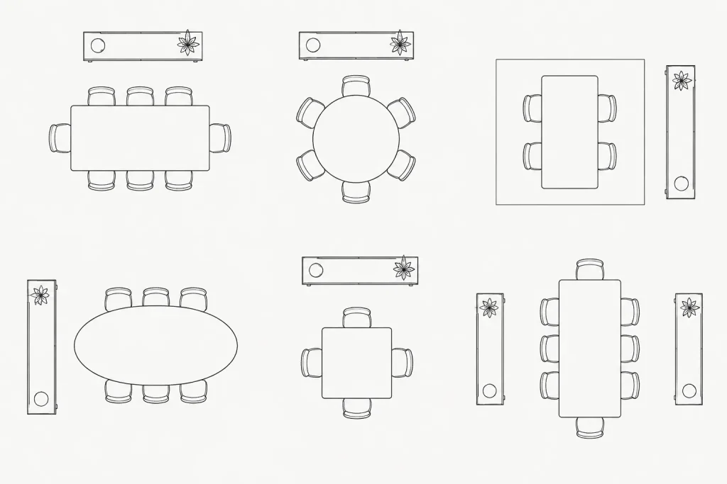 Dining Room Furniture Sets DWG: Free AutoCAD Blocks Download architectural CAD illustration
