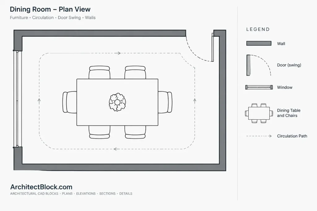 Dining Set CAD Block: Free AutoCAD DWG File Download architectural CAD illustration