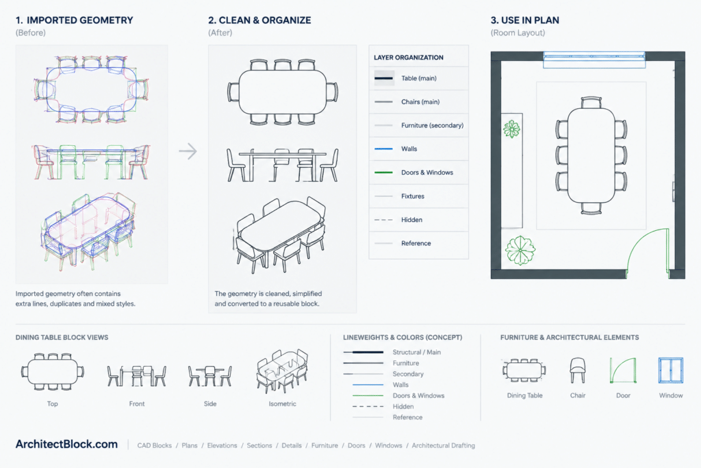 Dining Tables CAD Blocks – Download DWG Files for AutoCAD architectural CAD illustration
