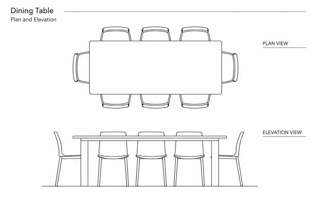 Dining Tables Elevation DWG: AutoCAD CAD Block Download architectural CAD illustration