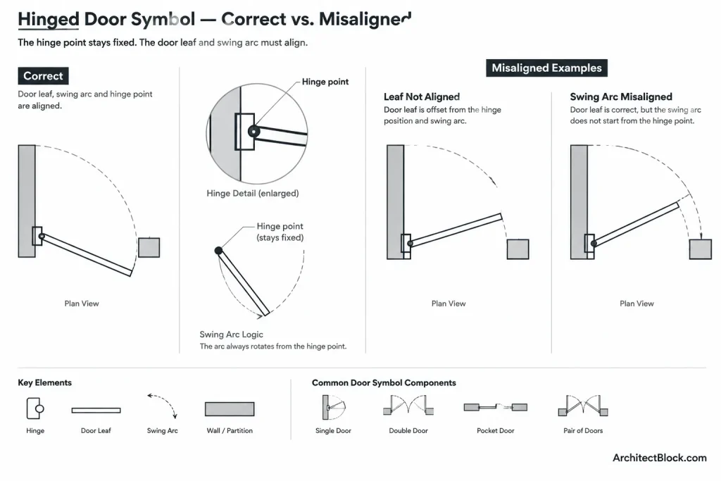 Door Swings in Architectural Floor Plans: A Practical CAD Coordination Guide architectural CAD illustration