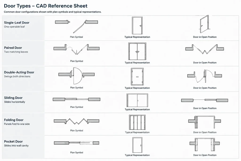 Door Swings in Architectural Floor Plans: A Practical CAD Coordination Guide architectural CAD illustration