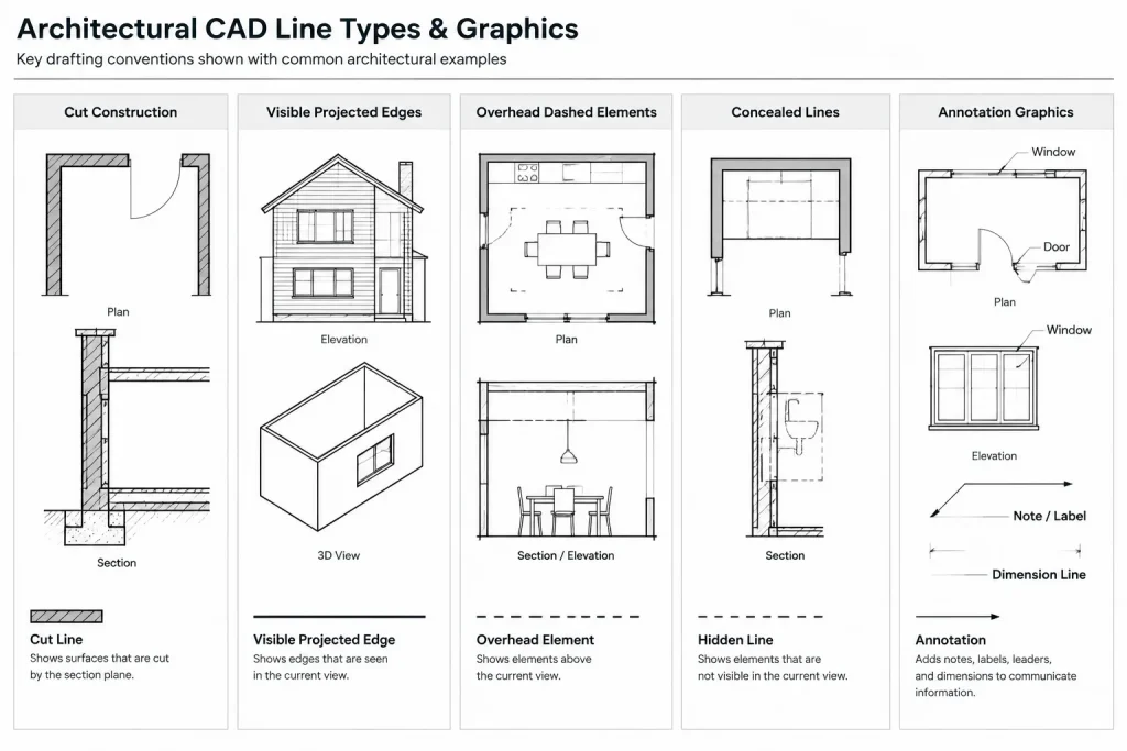 Floor Plan Cut Planes and Overhead Elements: A Clear CAD Drafting Workflow architectural CAD illustration