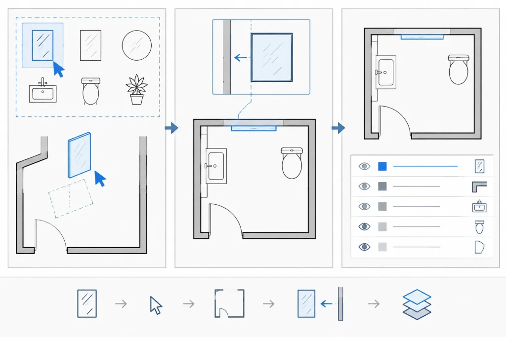 Free Mirror CAD Block DWG Download for AutoCAD Drawings architectural CAD illustration
