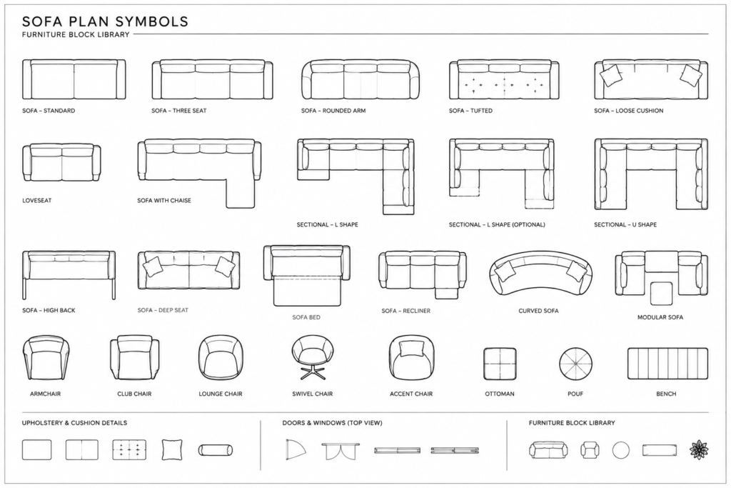 Free Sofa CAD Blocks DWG Files for AutoCAD Drawings architectural CAD illustration