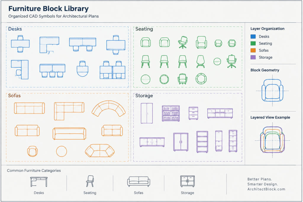 Furniture Equipment CAD Blocks: Free DWG Files for AutoCAD architectural CAD illustration
