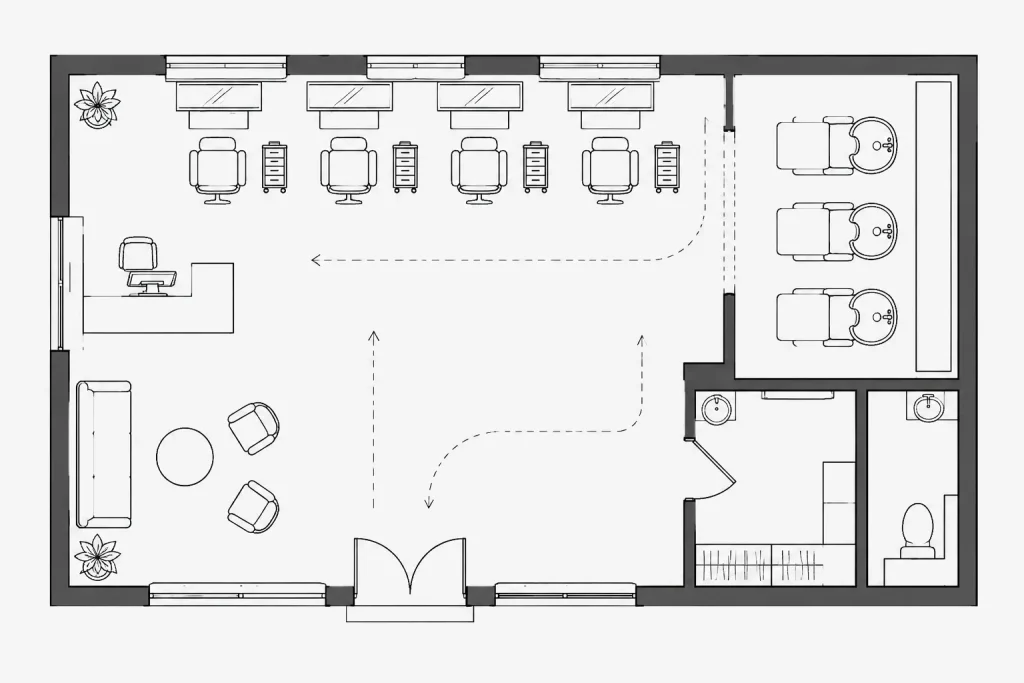 Hair Salon Equipment DWG Blocks for AutoCAD Download architectural CAD illustration