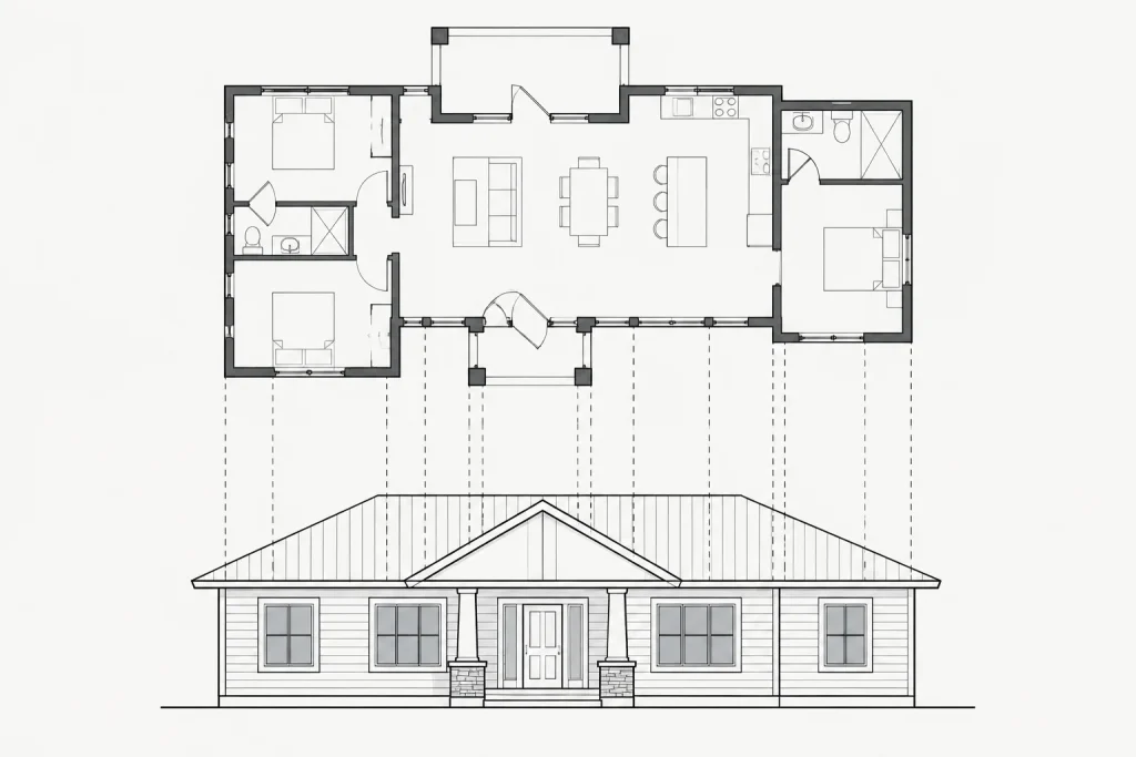 How to Align Architectural Plans, Elevations, and Sections in CAD architectural CAD illustration