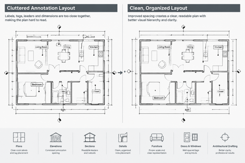 How to Annotate Architectural Floor Plans in CAD for Clear Construction Drawings architectural CAD illustration