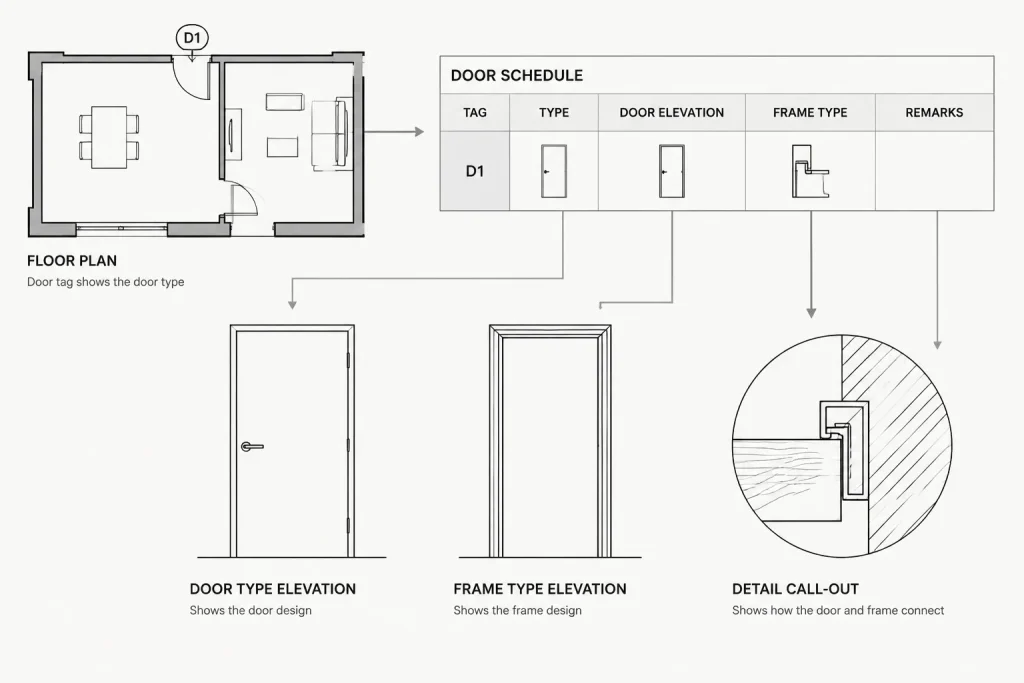 How to Build and Coordinate a Door Schedule in Architectural CAD architectural CAD illustration