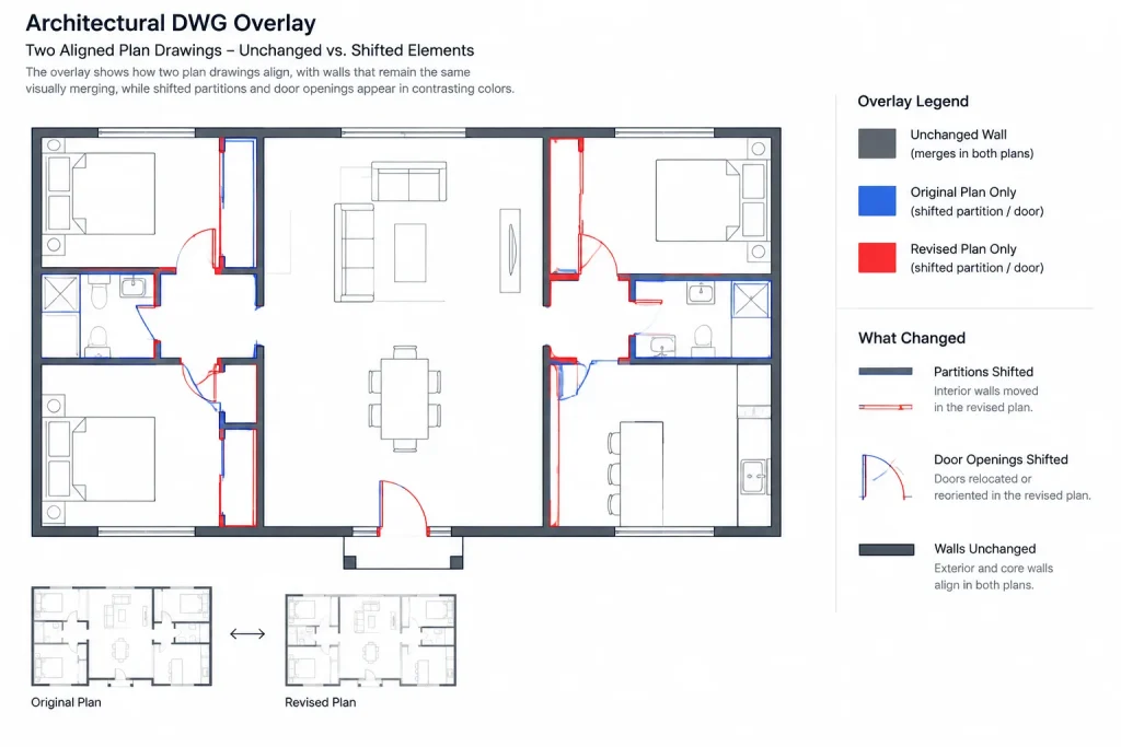 How to Compare Architectural DWG Revisions and Find Meaningful Changes architectural CAD illustration