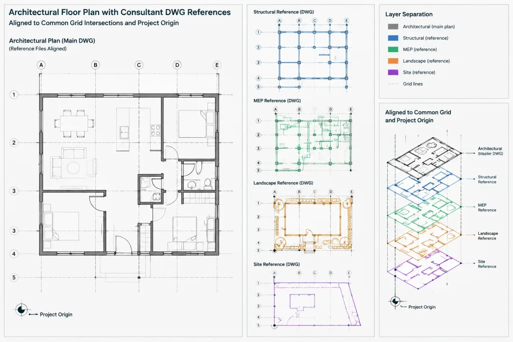 How to Coordinate Architectural CAD Plans with MEP Consultant Drawings architectural CAD illustration