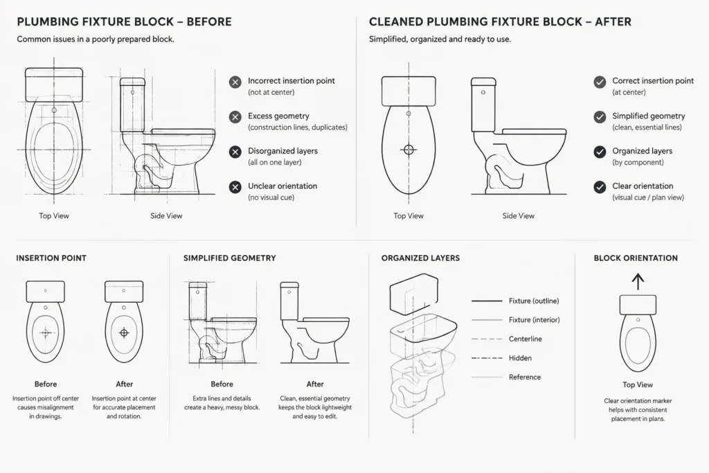 How to Coordinate Plumbing Fixtures in Architectural CAD Drawings architectural CAD illustration
