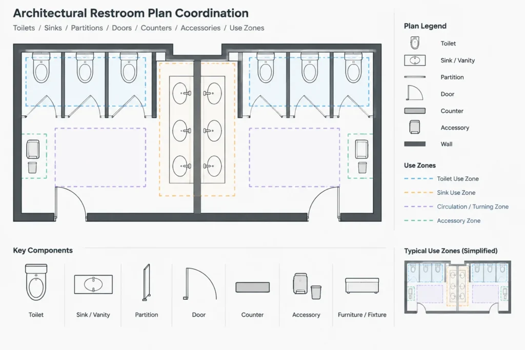 How to Coordinate Plumbing Fixtures in Architectural CAD Drawings architectural CAD illustration