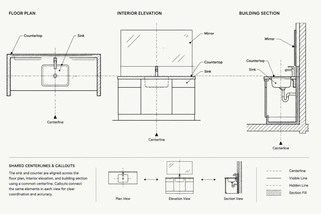 How to Coordinate Plumbing Fixtures in Architectural CAD Drawings architectural CAD illustration