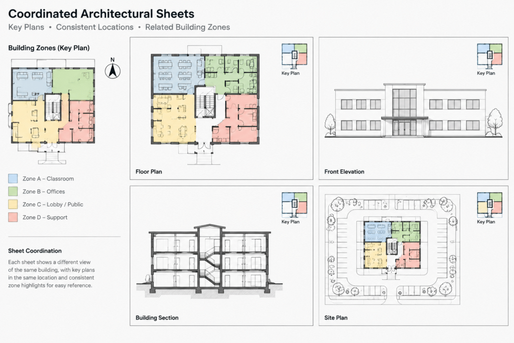 How to Create and Coordinate Architectural Key Plans in CAD architectural CAD illustration
