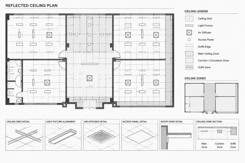 How to Draft a Reflected Ceiling Plan in CAD architectural CAD illustration