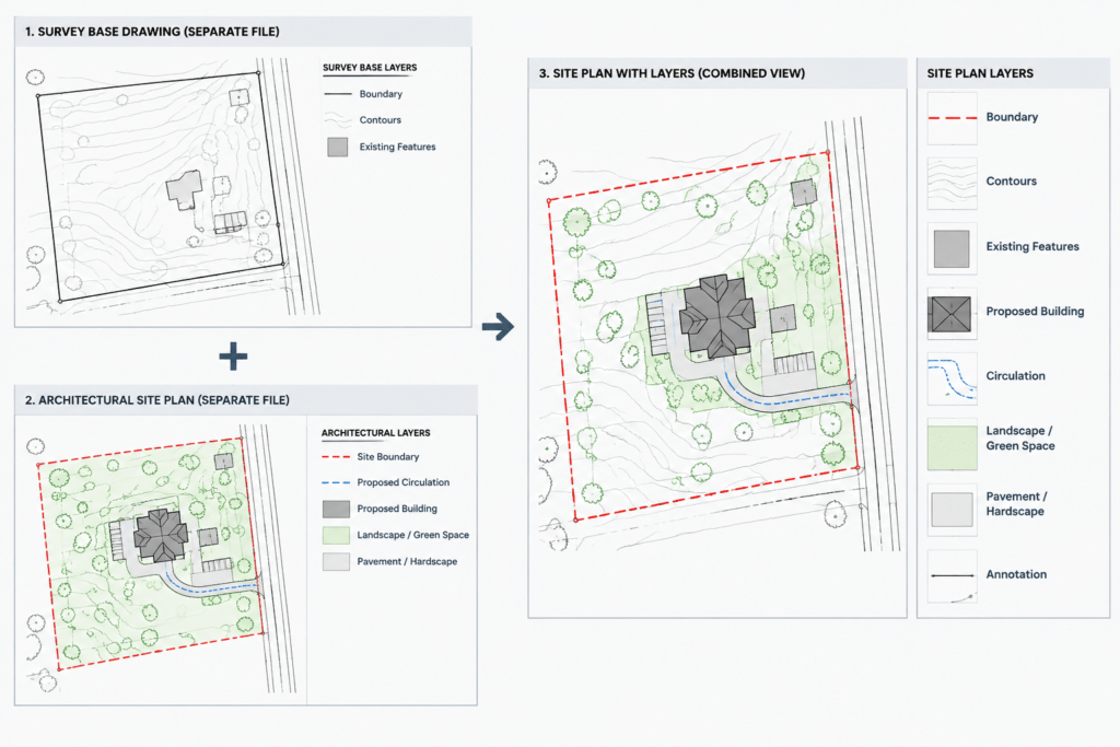 How to Draft an Architectural Site Plan in AutoCAD from a Survey Base architectural CAD illustration