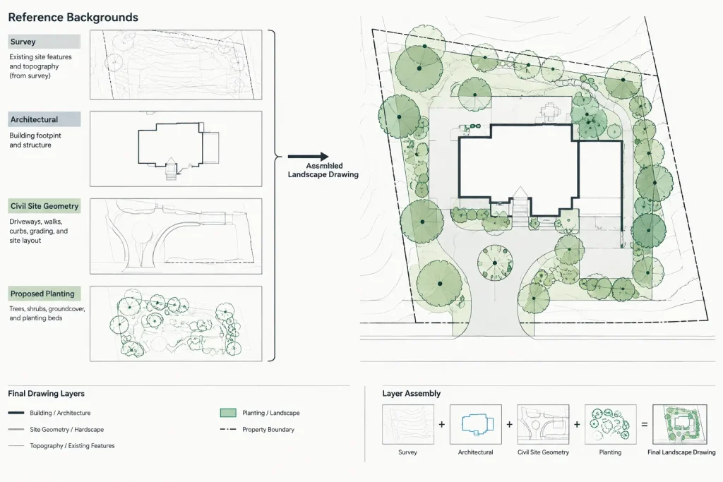 How to Draft and Coordinate a Landscape Plan in Architectural CAD architectural CAD illustration