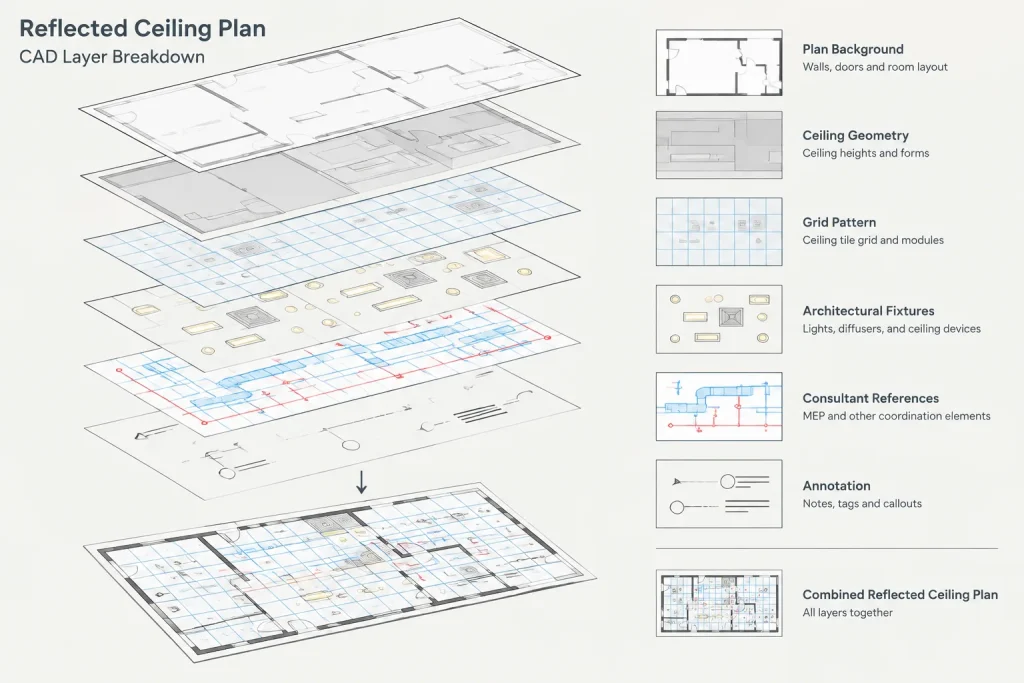 How to Draft and Coordinate a Reflected Ceiling Plan in Architectural CAD architectural CAD illustration