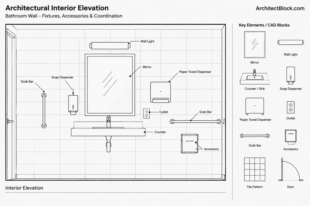 How to Draft and Coordinate Bathroom Accessories in Architectural CAD architectural CAD illustration