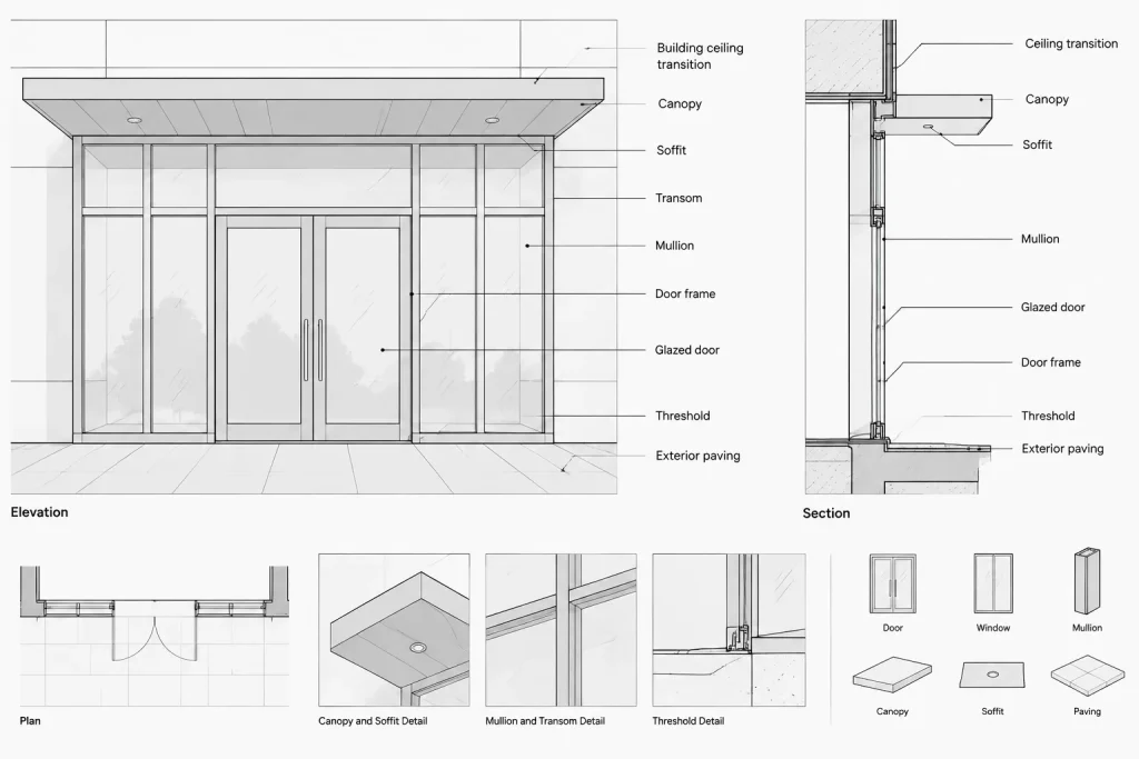 How to Draft and Coordinate Building Entrances and Vestibules in Architectural CAD architectural CAD illustration