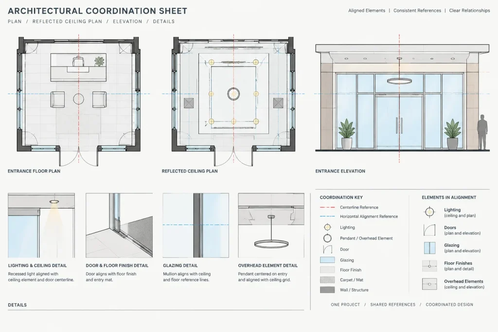 How to Draft and Coordinate Building Entrances and Vestibules in Architectural CAD architectural CAD illustration