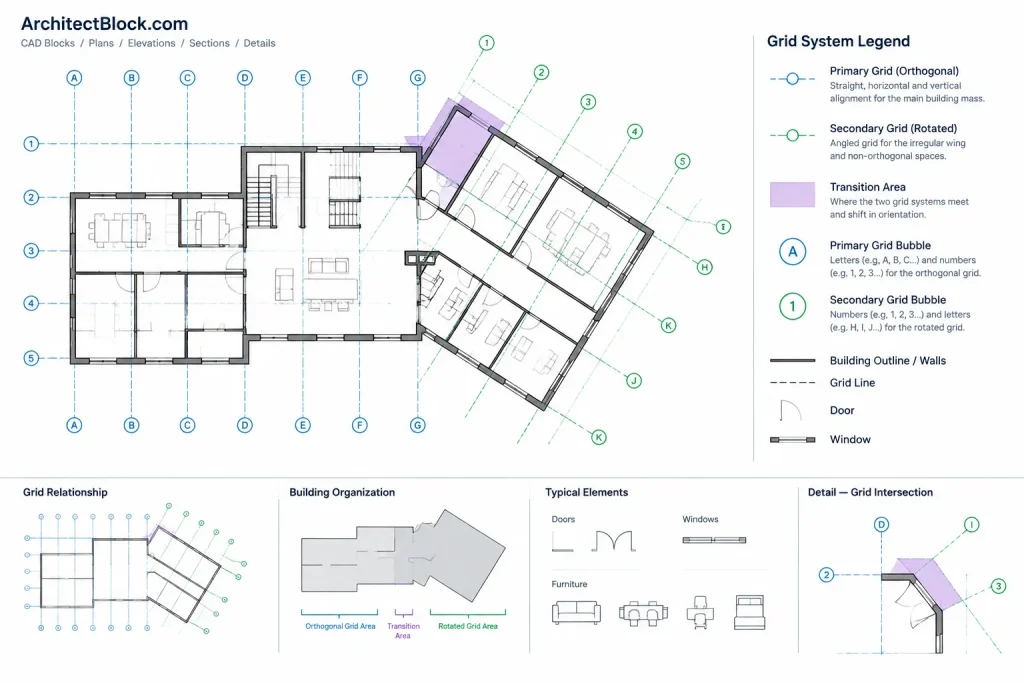 How to Draft and Coordinate Column Grids in Architectural CAD architectural CAD illustration