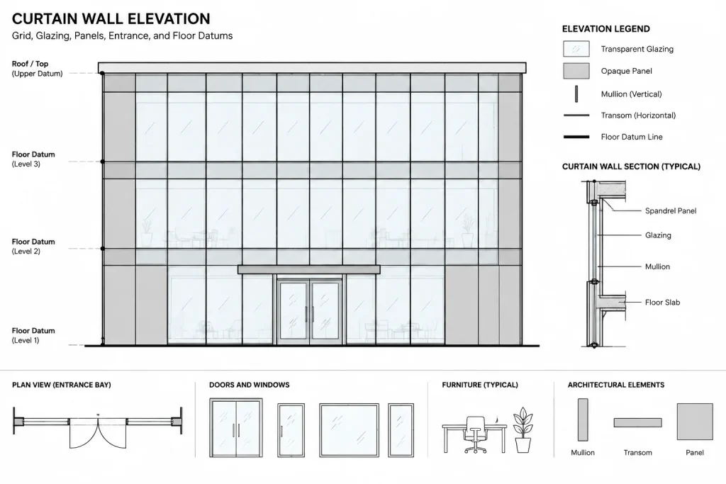 How to Draft and Coordinate Curtain Walls in Architectural CAD architectural CAD illustration
