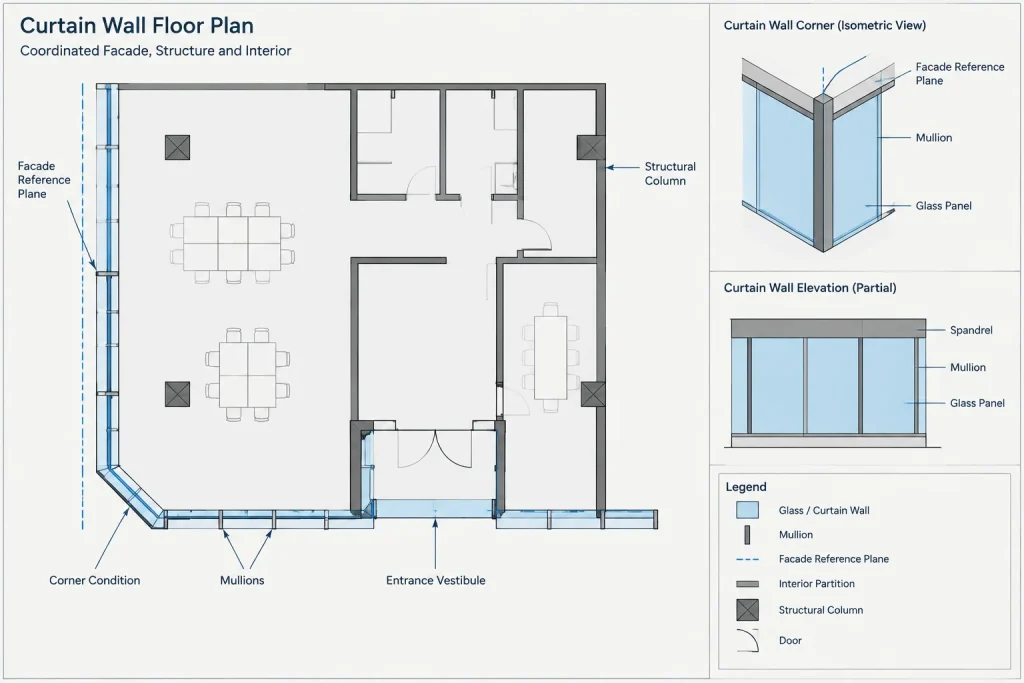 How to Draft and Coordinate Curtain Walls in Architectural CAD architectural CAD illustration