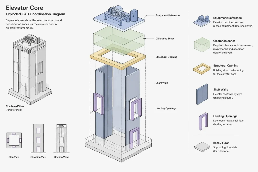How to Draft and Coordinate Elevators in Architectural CAD architectural CAD illustration
