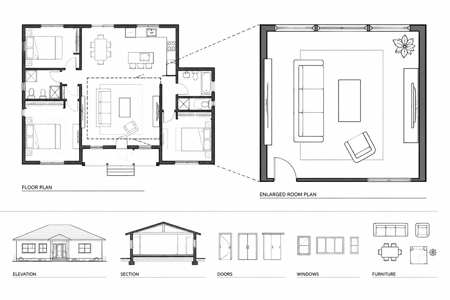 How to Draft and Coordinate Enlarged Floor Plans in Architectural CAD
