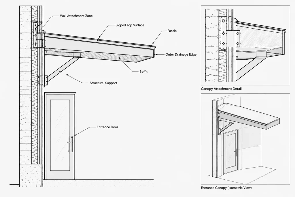 How to Draft and Coordinate Entrance Canopies and Awnings in Architectural CAD architectural CAD illustration