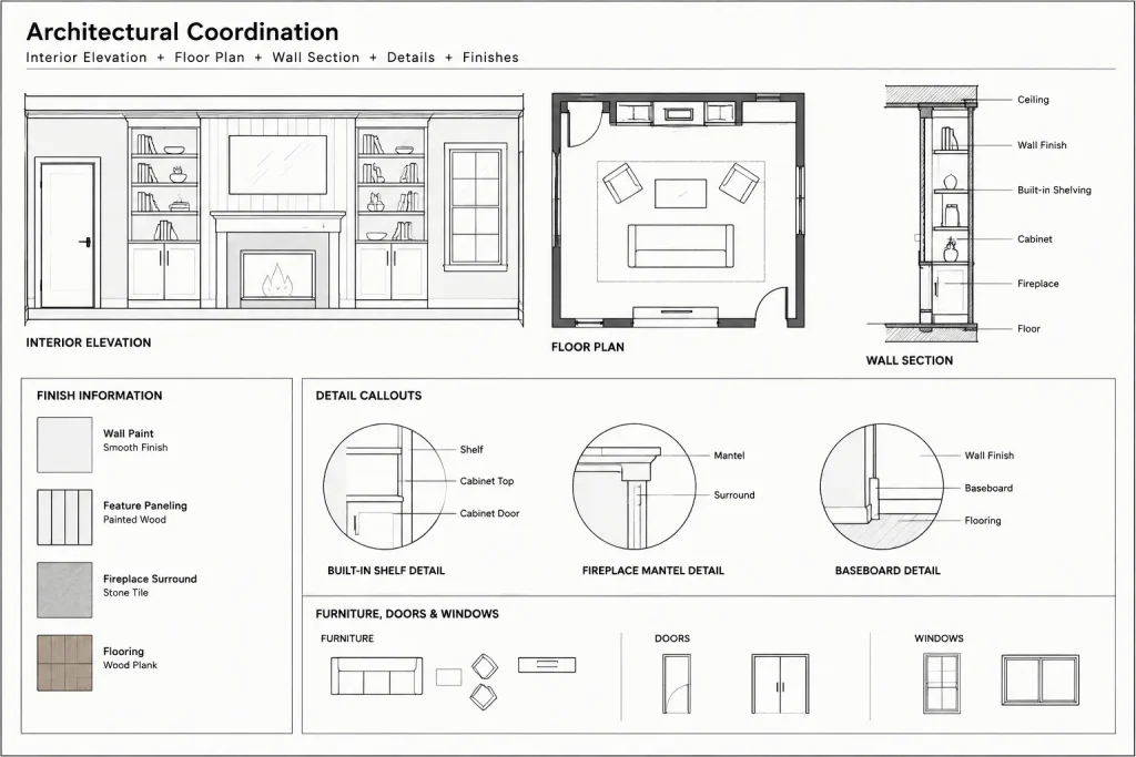 How to Draft and Coordinate Interior Elevations in Architectural CAD architectural CAD illustration