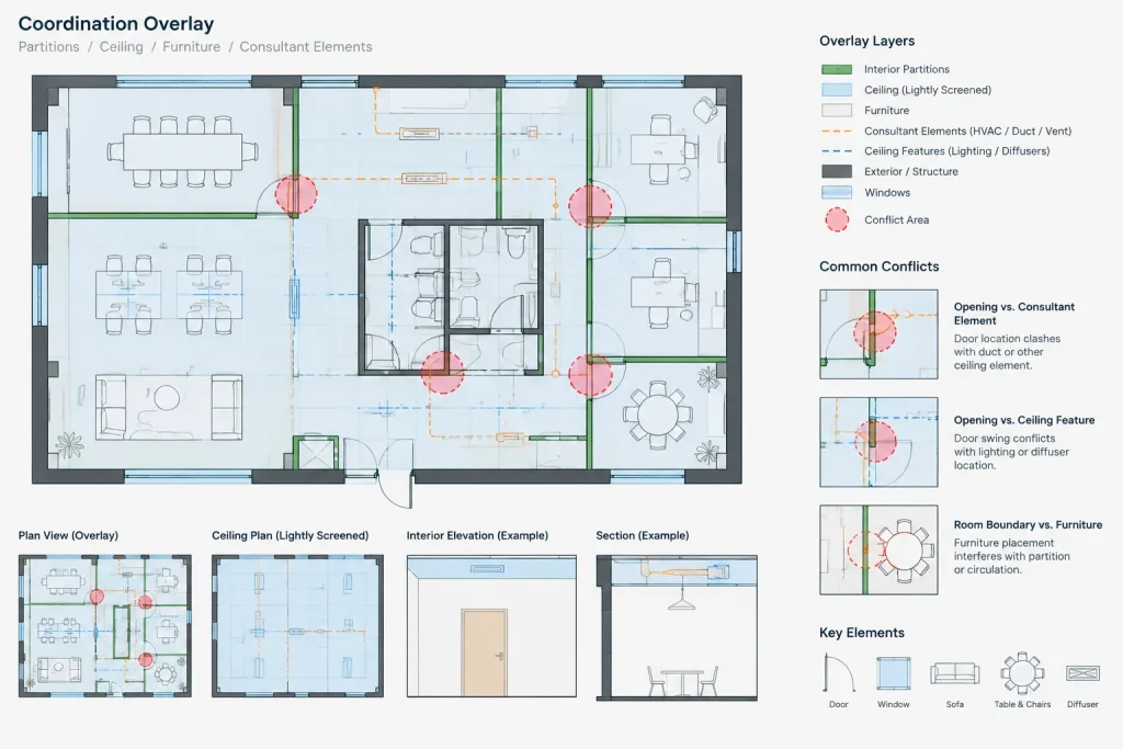 How to Draft and Coordinate Interior Partition Layout Plans in CAD architectural CAD illustration