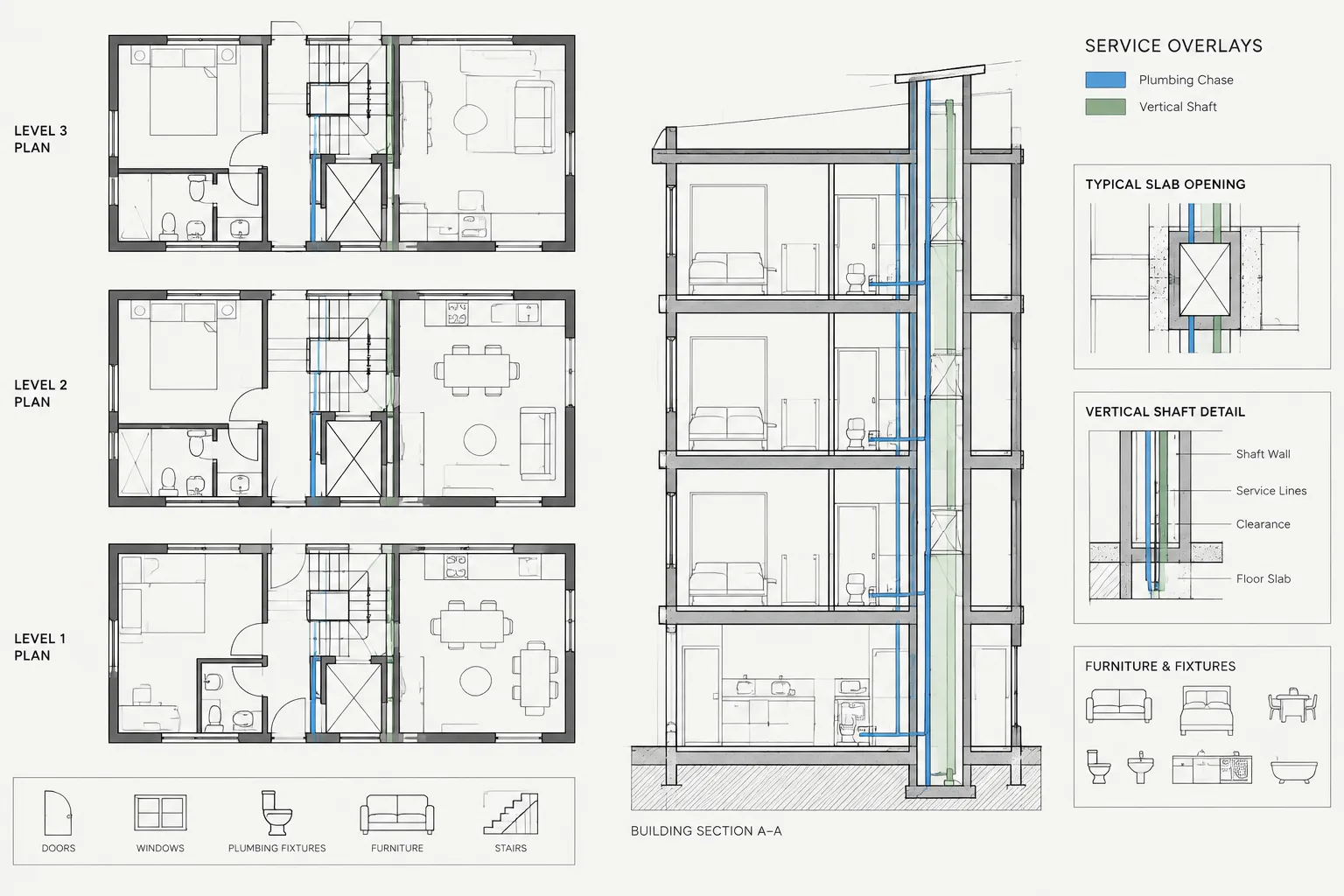 How to Draft and Coordinate Plumbing Chases and Vertical Shafts in Architectural CAD