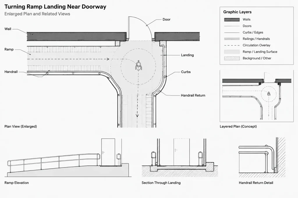 How to Draft and Coordinate Ramps and Landings in Architectural CAD architectural CAD illustration