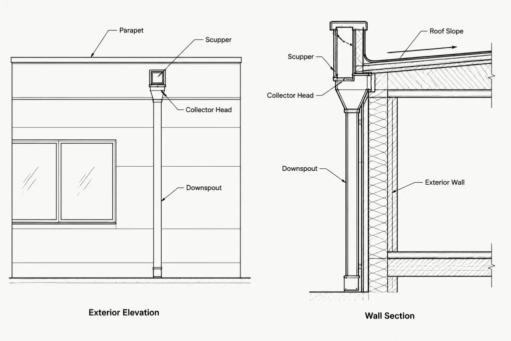 How to Draft and Coordinate Roof Drainage in Architectural CAD architectural CAD illustration
