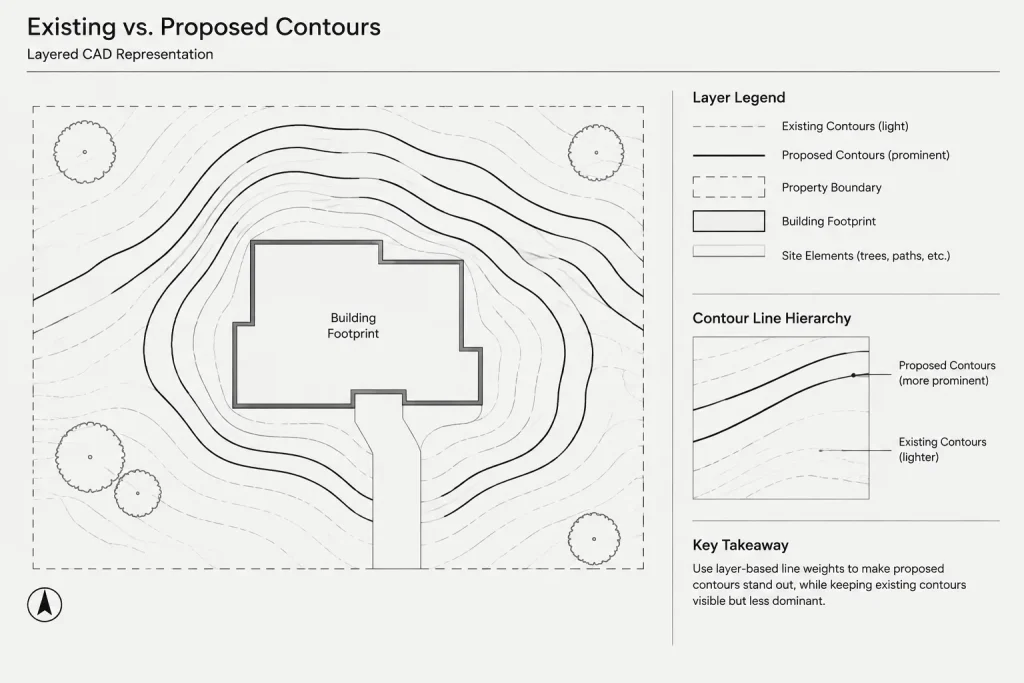 How to Draft and Coordinate Site Grading Contours in Architectural CAD architectural CAD illustration