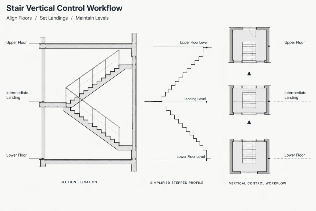 How to Draft and Coordinate Stair Plans and Sections in Architectural CAD architectural CAD illustration