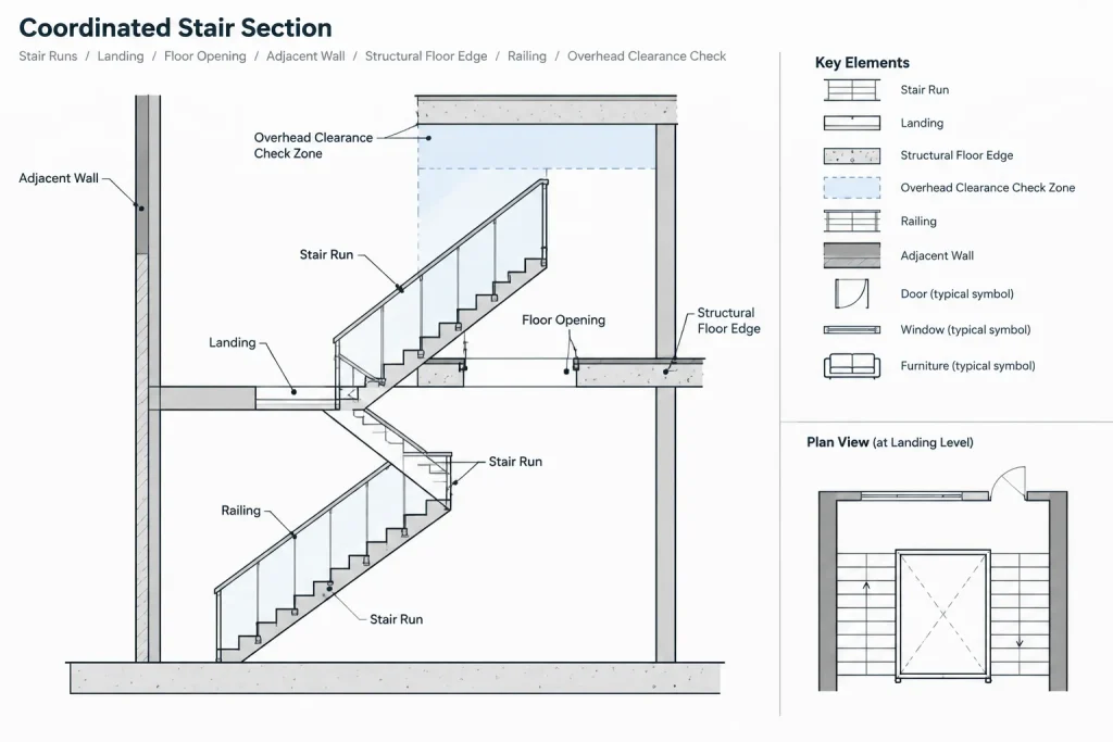How to Draft and Coordinate Stair Plans and Sections in Architectural CAD architectural CAD illustration