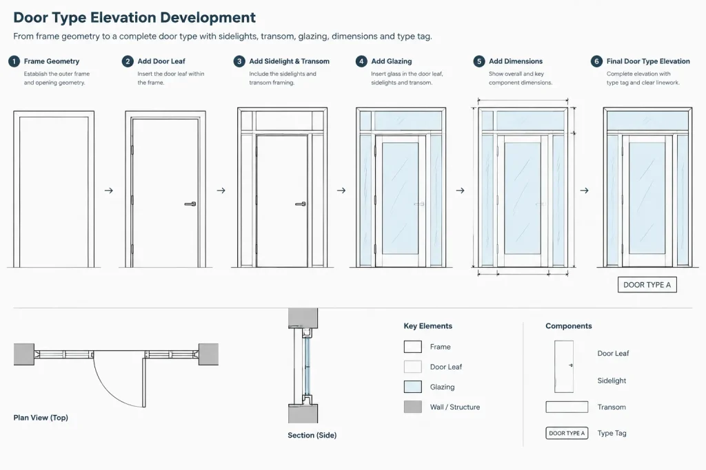 How to Draft Door and Window Type Elevations in Architectural CAD architectural CAD illustration