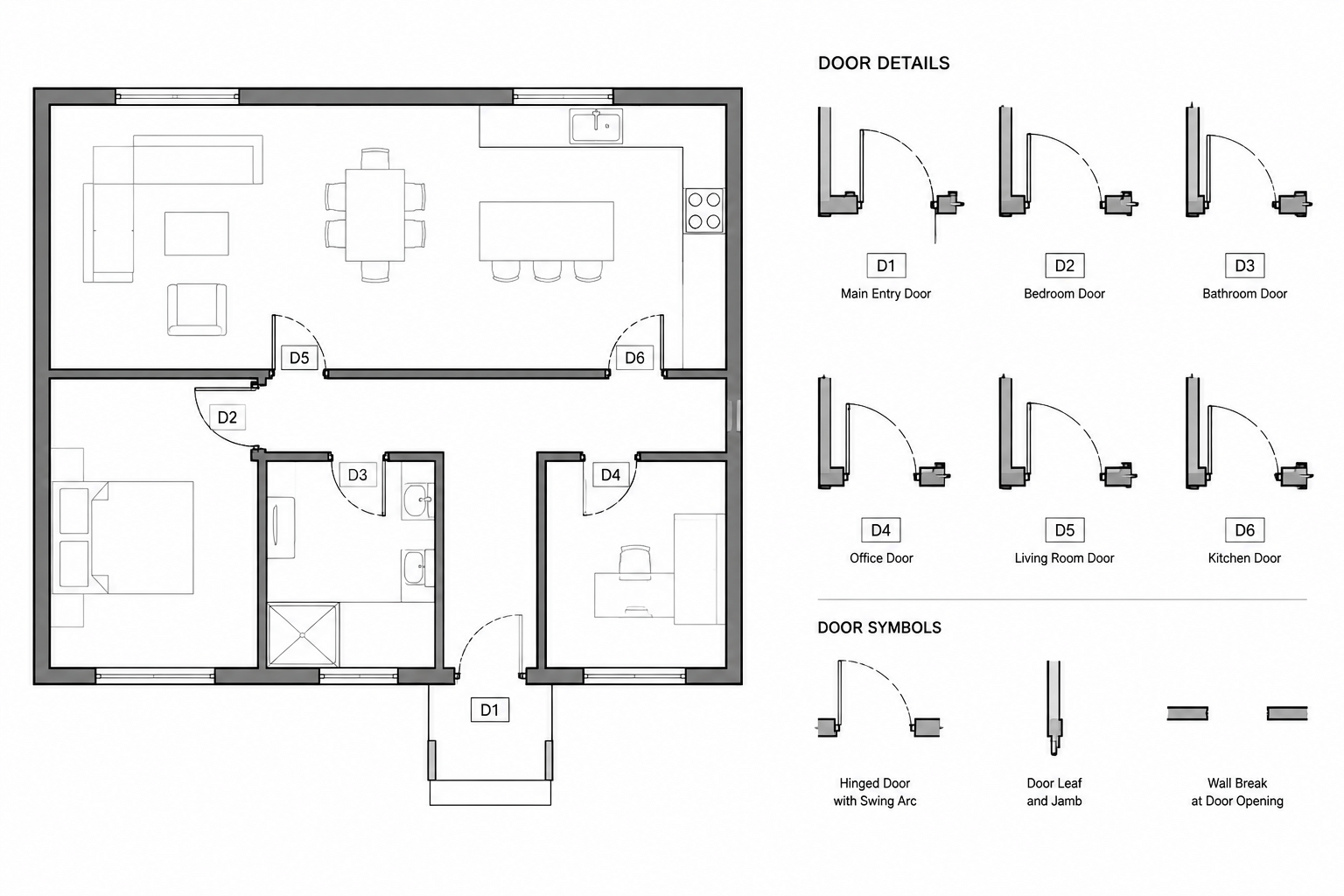 How to Draft Door Openings, Swings, and Handing in Architectural CAD Plans