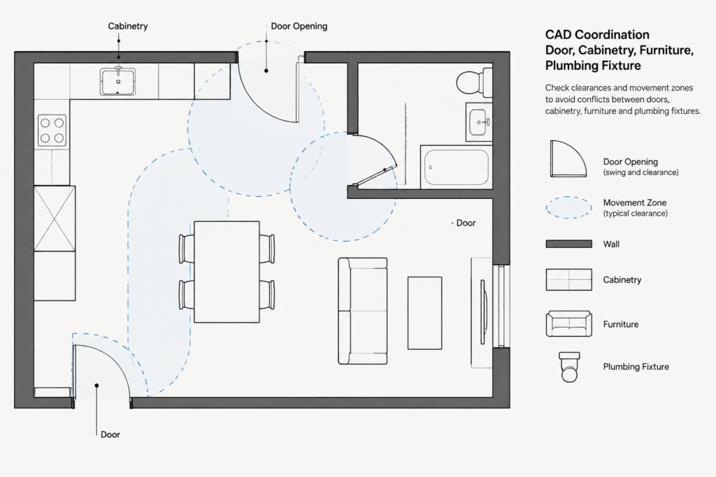 How to Draft Door Openings, Swings, and Handing in Architectural CAD Plans architectural CAD illustration
