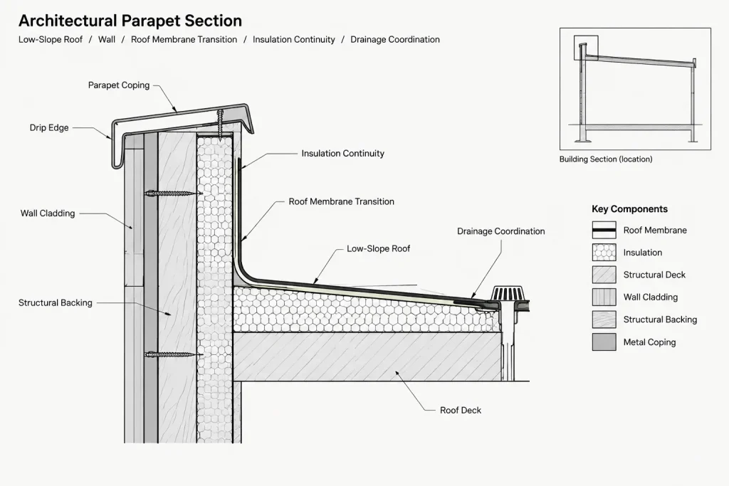 How to Draft Eave, Ridge, and Parapet Roof Details in Architectural CAD architectural CAD illustration