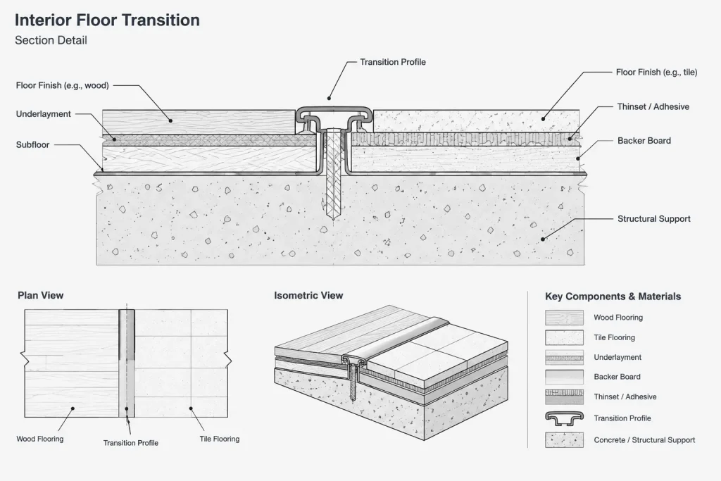 How to Draft Floor Transitions and Threshold Details in Architectural CAD architectural CAD illustration