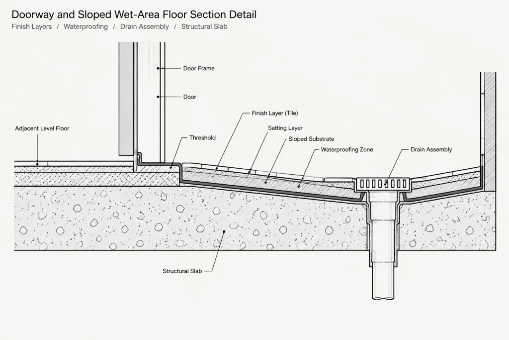 How to Draft Sloped Floors and Drainage in Architectural CAD architectural CAD illustration